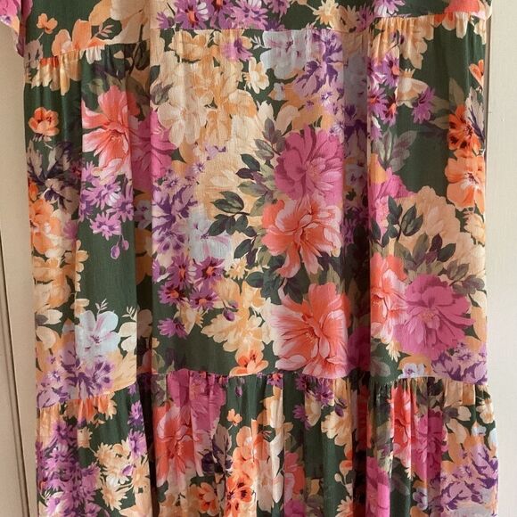Faux WRAP MIDI FLORAL SUMMER DRESS VISCOSE 100% size US 14 - Picture 10 of 14